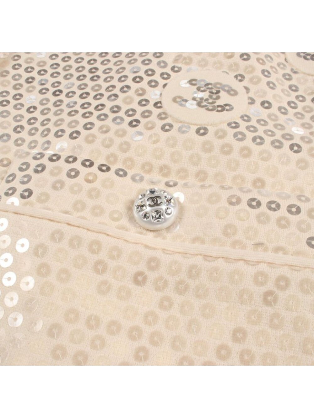 Chanel Tailored Jacket CC Logo Sequin Wool - Picture 9 of 9
